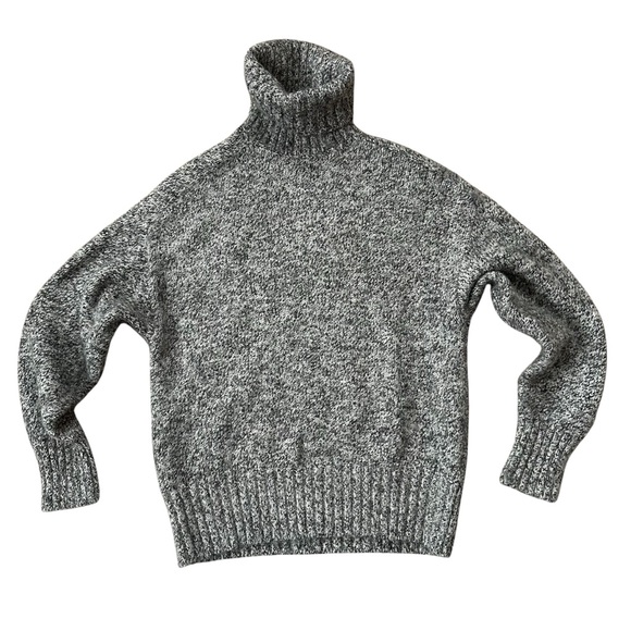 ZARA Marled Gray Turtleneck Knit Long Sleeve Fuzzy Cozy Sweater S - Picture 1 of 9